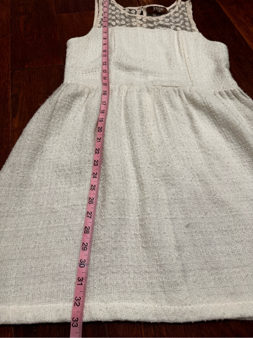 Cream Sleeveless Dress with Beautiful Button and Lace Design on Back. - Picture 4 of 8